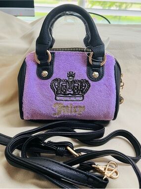 Juicy Couture Lovers Club Bowler Lavender and Black Mini Satchel/Crossbody NWT
